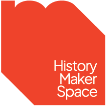 Orange "M" logo shape for History Maker Space